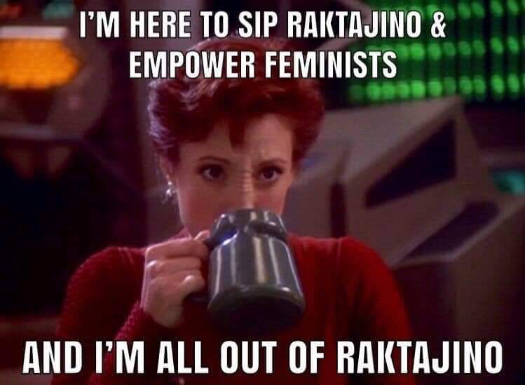 This meme is a playful take on a classic Star Trek: The Next Generation scene, where the character Deanna Troi says "I'm here to serve the tea" in a more... risqué tone. The meme features a picture of Deanna Troi holding a cup of tea, with the text "I'm here to serve the tea" rewritten to "I'm here to serve the...".